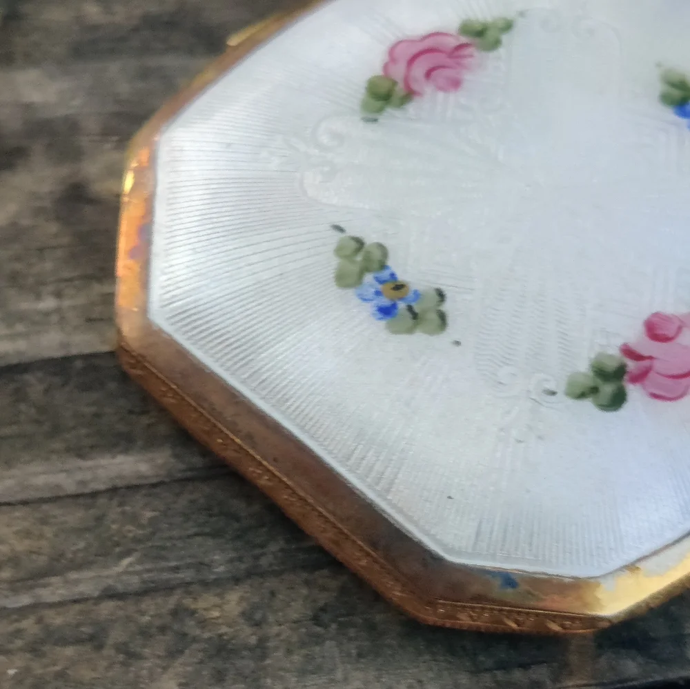 Antique Guilloche Enameled Compact